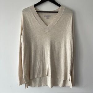 Chelsea28 Cream V-Neck Sweater loose casual office neutral classic